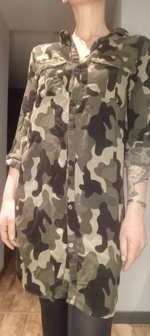 Robe chemise souple camouflage JENNYFER Taille XS
