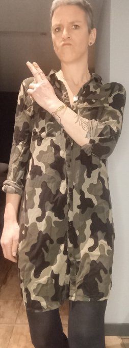 Robe chemise souple camouflage JENNYFER Taille XS